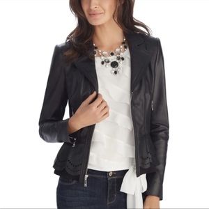 Leather Ponte Black Peplum Jacket from WHBM - size small